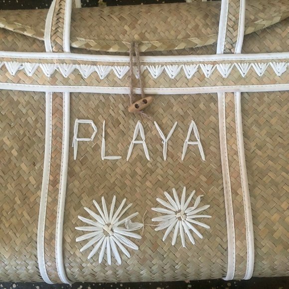 AMUSE SOCIETY Palm Woven Basket Bag Natural Straw Beach - Picture 8 of 13